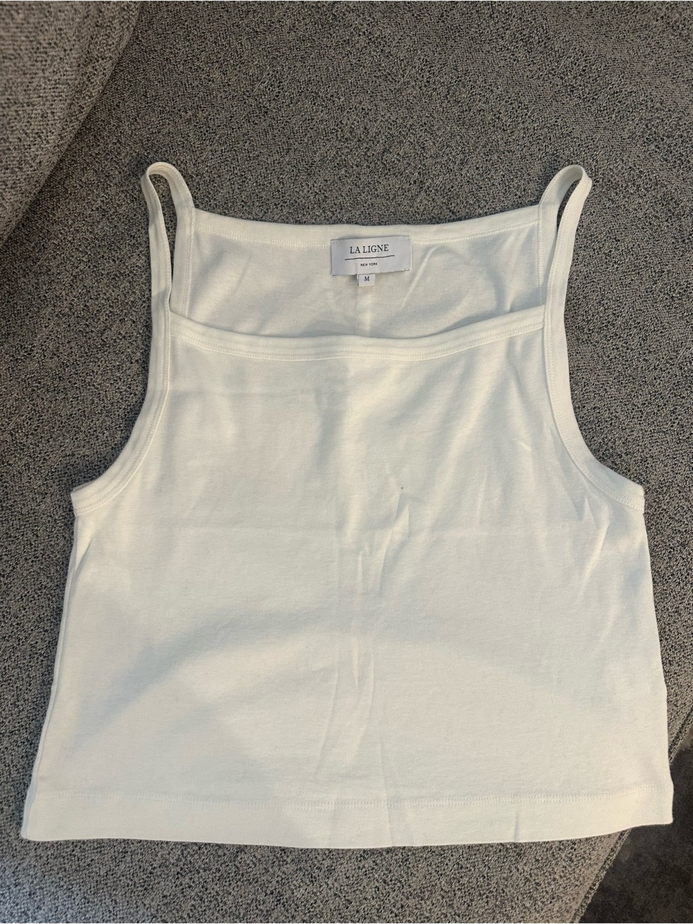 La Ligne White Square Neck Camisole